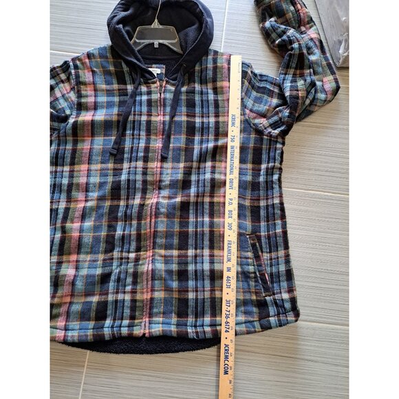 Vtg L.L.Bean XL Unisex Grunge Plaid Fleece-Lined Zip Hoodie Jacket Gorpcore - Picture 10 of 11